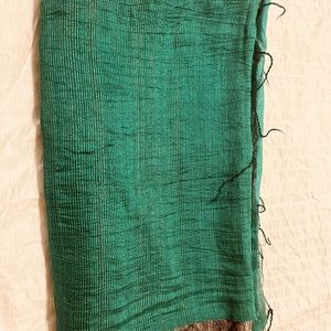 Green and black Jute silk saree.